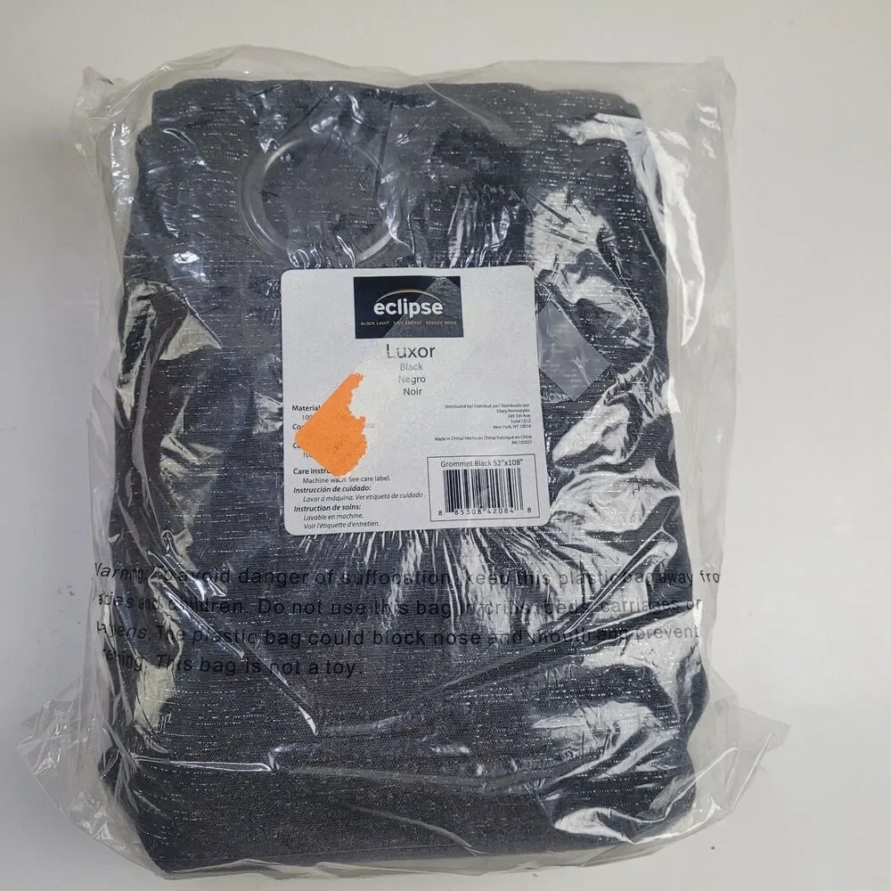 NEW Eclipse Homestyles Luxor 52 x 108 One Grommet curtain panel 'Black' #CT18